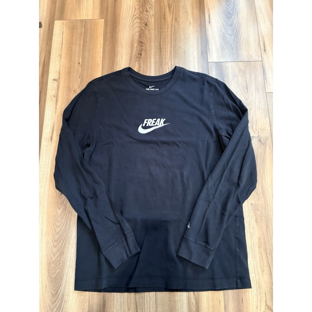Nike Long Sleeve T-shirt Freak Black Men's Large Embroidered